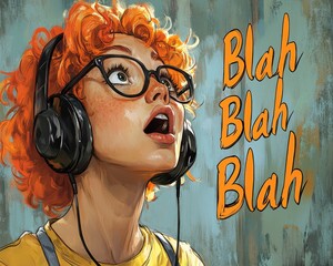 Blah blah blah: comic text, humorous words, exaggerated speech, funny dialogue, playful chatter, casual talk, silly remarks, comic conversation, amusing exchange, lighthearted banter comical .