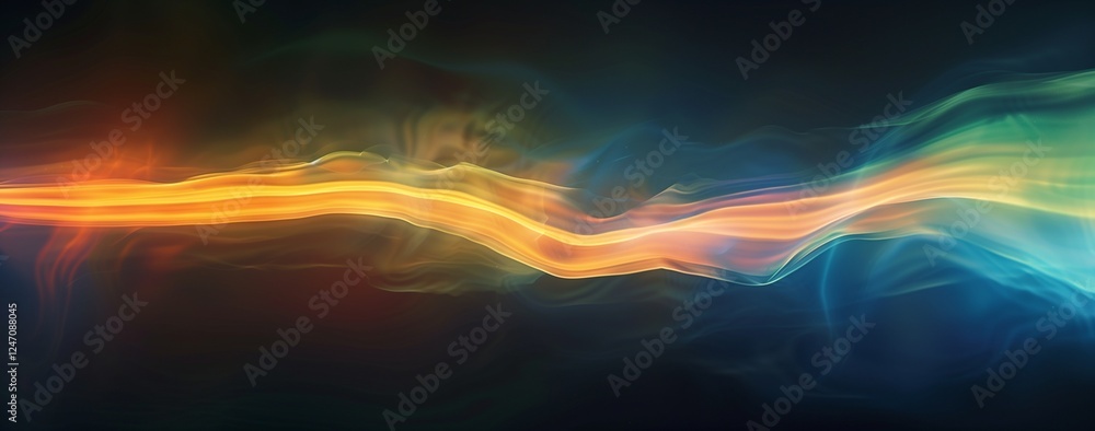 Poster a colorful abstract background with flowing lines of light, creating an atmosphere of mystery and ma