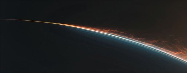 A dark background with an orange and blue light streak on the left side, a thin straight line going from top to bottom.