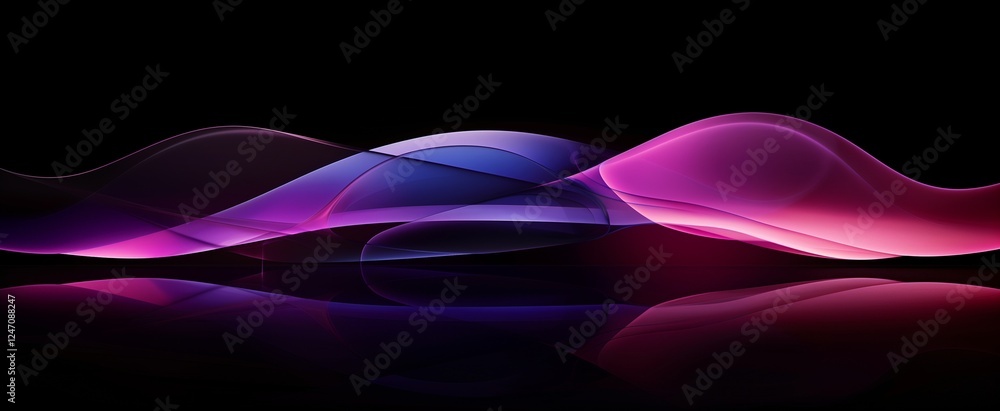 Aufkleber a dark background with purple and pink waves of light, creating an abstract design that suggests mov