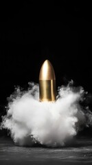 Bullet emerging smoke with dark background