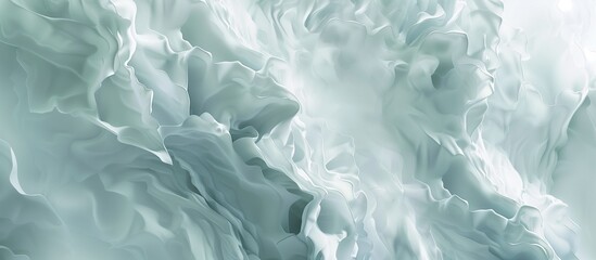 Obraz premium Abstract background with light green and white hues, soft ripples, an ice flow pattern.