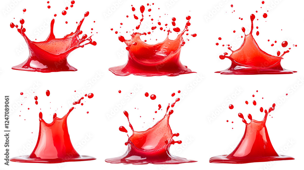 Poster dynamic red liquid splash studio high-resolution isolated on transparent background