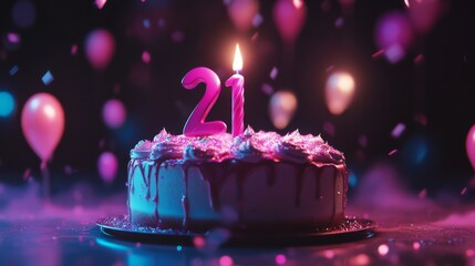Birthday Cake with Twenty-One Candles