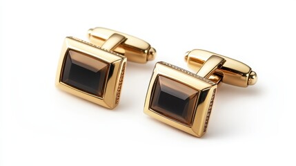 A pair of elegant cufflinks isolated on a white background. Perfect for men s fashion or luxury accessory marketing.