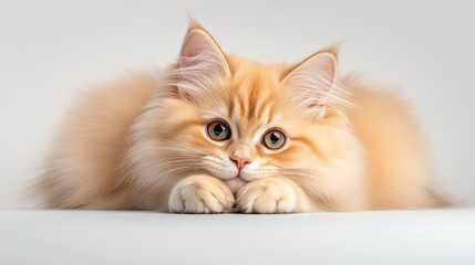Adorable Orange Kitten Lying Down with a Curious Gaze. Generative AI