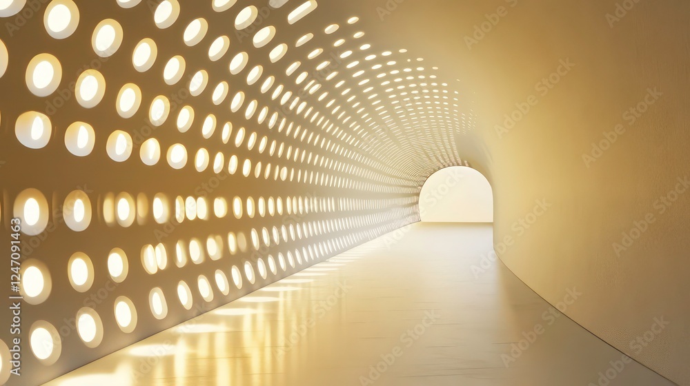Poster abstract 3d rendering of empty futuristic tunnel room with light on the wall. sci-fi concept