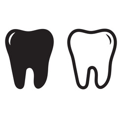  Tooth vector icon, tooth silhouette vector, Black tooth shape symbol
