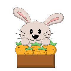 Cute Rabbit with a box of carrots in color