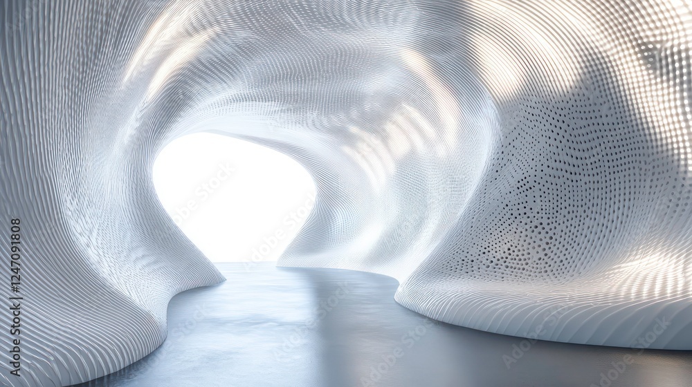 Poster abstract 3d rendering of empty futuristic tunnel room with light on the wall. sci-fi concept