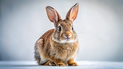 Macro Rabbit on White Background, Detailed Fur, Studio Shot