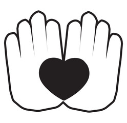 Obraz premium Hand palm care love symbol. Hands together. Heart symbol. Partnership business logo 