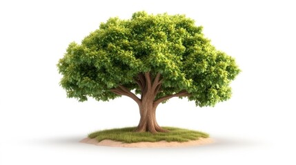 Detailed Illustration of a Lush Green Tree on White Background. Generative AI