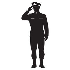 Law Enforcement Salute Icon – Black and White Vector