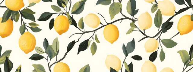 Lemon print pattern, vintage illustration
