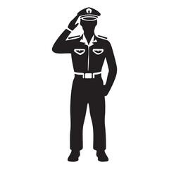 Law Enforcement Salute Icon – Black and White Vector