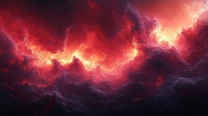 Fiery Red Nebula Background High Detail for Creative Projects. Generative AI