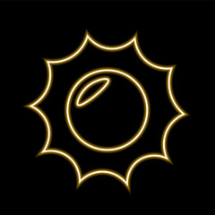 Sun in neon effect in yellow color