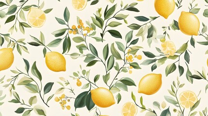 Lemon print pattern, vintage illustration

