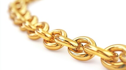 Isolated image of a gold chain necklace on a white background, perfect for jewelry or fashion accessory marketing.