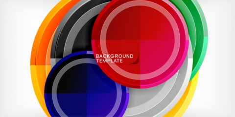 Abstract background - multicolored circles, trendy minimal geometric design, vector illustration