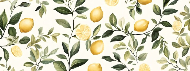 Lemon print pattern, vintage illustration
