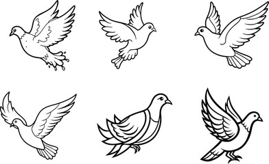 vector set of dove