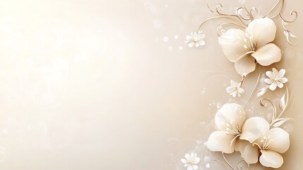 Elegant cream flowers, beige background, design