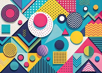 Memphis Design Geometric Shapes Mega Set - Abstract Illustration