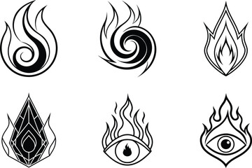 Fototapeta premium set of fire flames