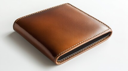 A clean, minimalist wallet with a sleek design isolated on a white background. Great for promoting men s fashion accessories.