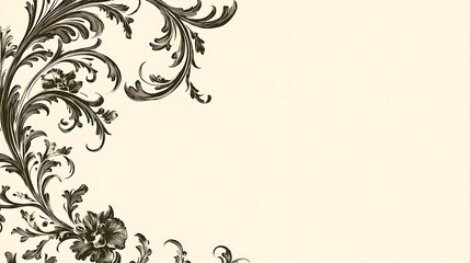 Elegant floral corner design, cream background, invitation card