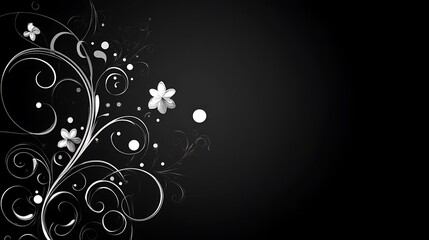 Elegant floral design, black background, invitation card