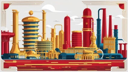 Fototapeta premium A vibrant and modern industrial city with a blend of old and new architecture