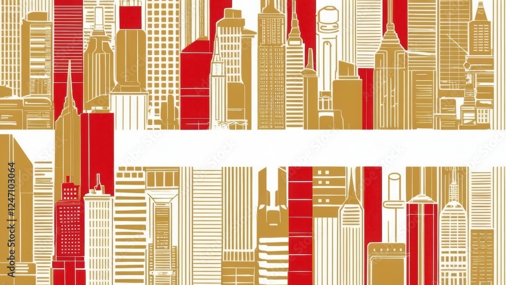 Poster Abstract City View with Simple Lines and Stylized Forms