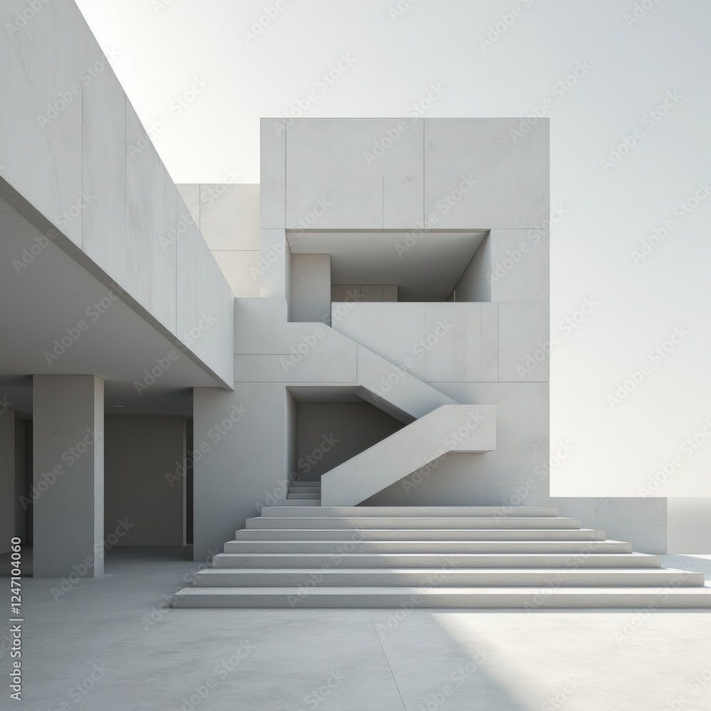 Poster Minimalist Architecture with Stairway and Natural Light