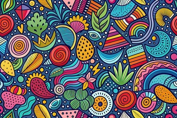 Minimalist Doodle Background, Abstract Shapes, Trendy Pattern