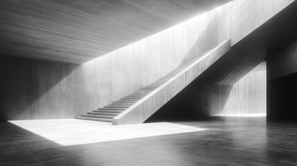 Obraz premium Minimalist Concrete Architectural Design with Light and Shadows. Generative AI