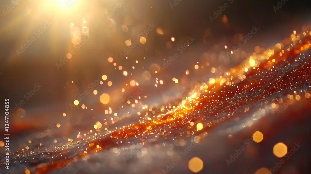 Poster dramatic sparkling particles abstract light display digital art fantasy environment close-up view vi