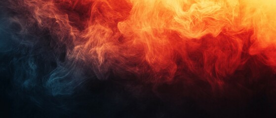 Obraz premium Abstract swirling smoke in fiery orange and teal hues