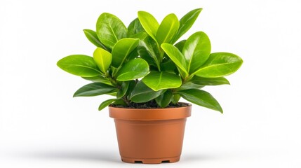 Vibrant Green Potted Plant on White Background. Generative AI