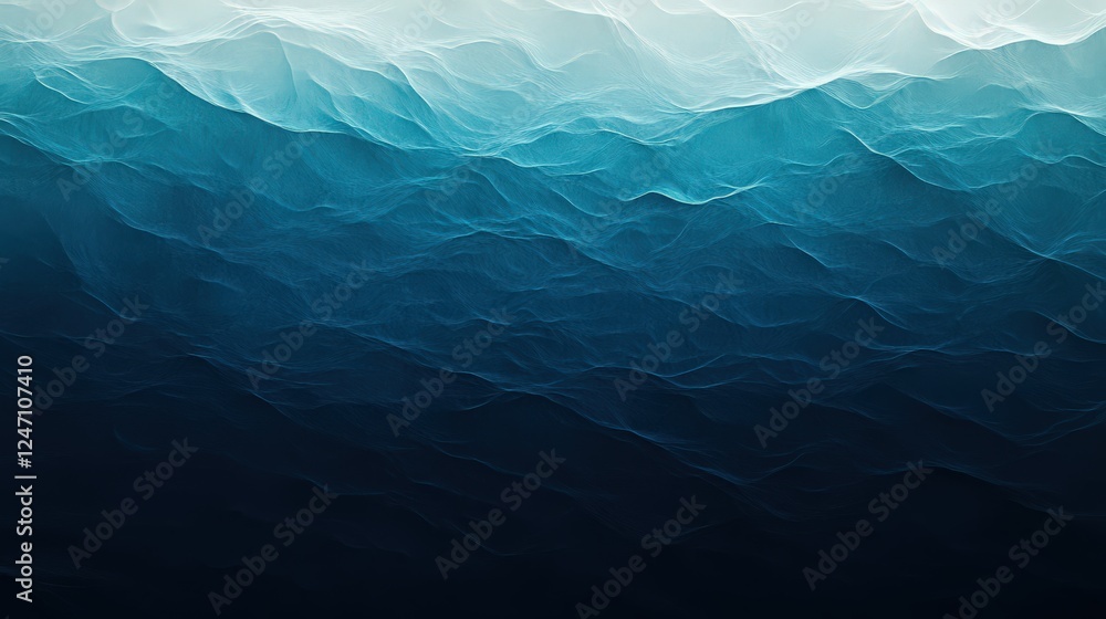 Poster deep blue abstract waves: serene and mysterious oceanic gradient visual