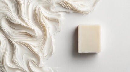 Single soap bar on a clean white background, ideal for promoting skincare or bath-related products.