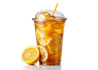 Minimalist Iced Lemon Tea Takeaway Glass