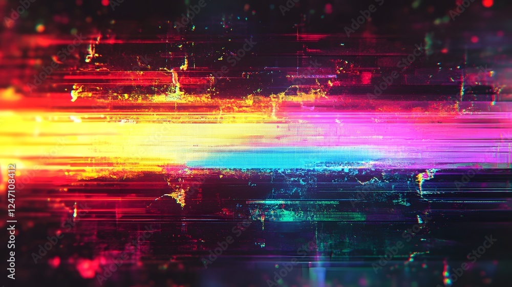 Poster a breathtaking abstract digital artwork featuring a mesmerizing explosion of vibrant glitched fracta