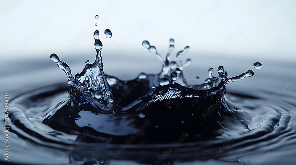 Poster a breathtaking monochrome image showcasing the dynamic and captivating nature of a water splash