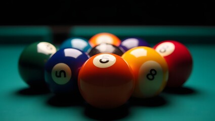 A close-up of billiard balls meticulously arranged into triangles, evoking the idea of ​​a game about to begin.