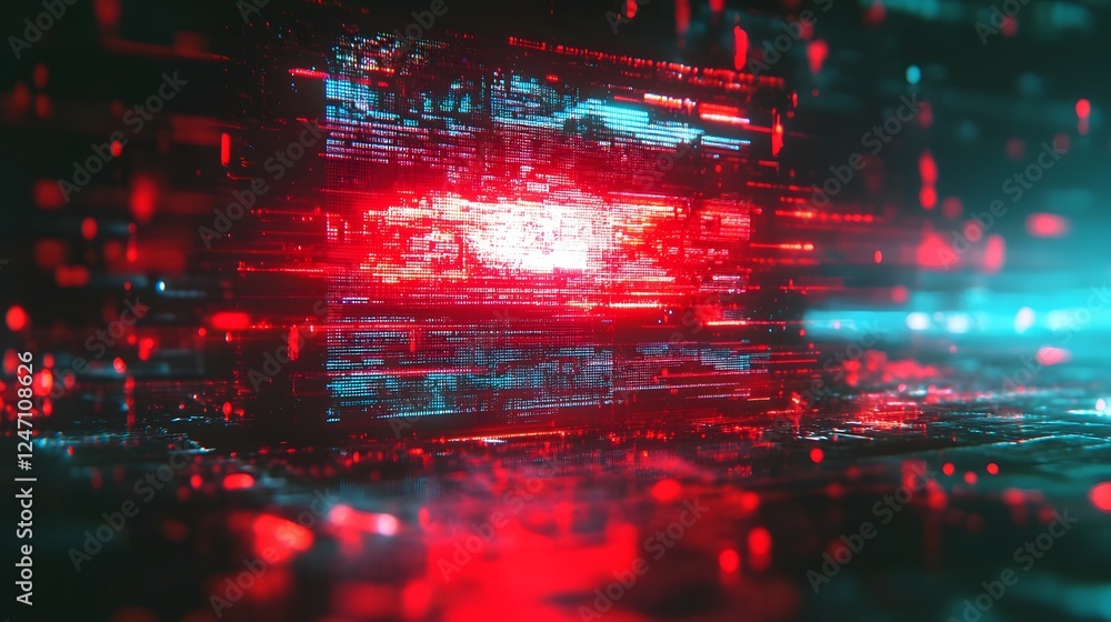 Poster a mesmerizing and visionary digital artwork featuring a surreal fractal glitch effect in a luminous 
