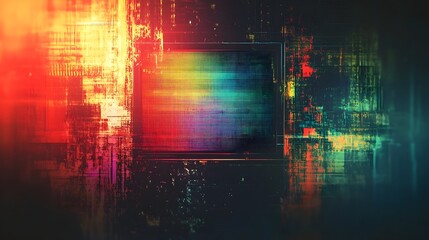 Fototapeta premium A mesmerizing and captivating piece of abstract digital art featuring a kaleidoscopic display of vibrant neon colors glitches
