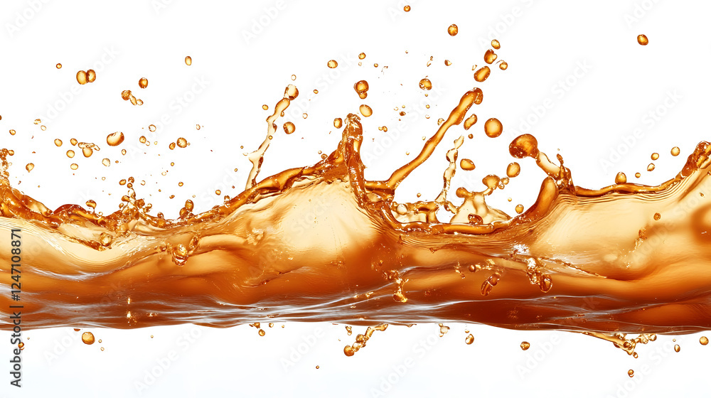 Poster A vivid explosive splash of bright orange liquid bursting forth with dynamic energy and power creating a captivating display of fluid motion disruption and transformation